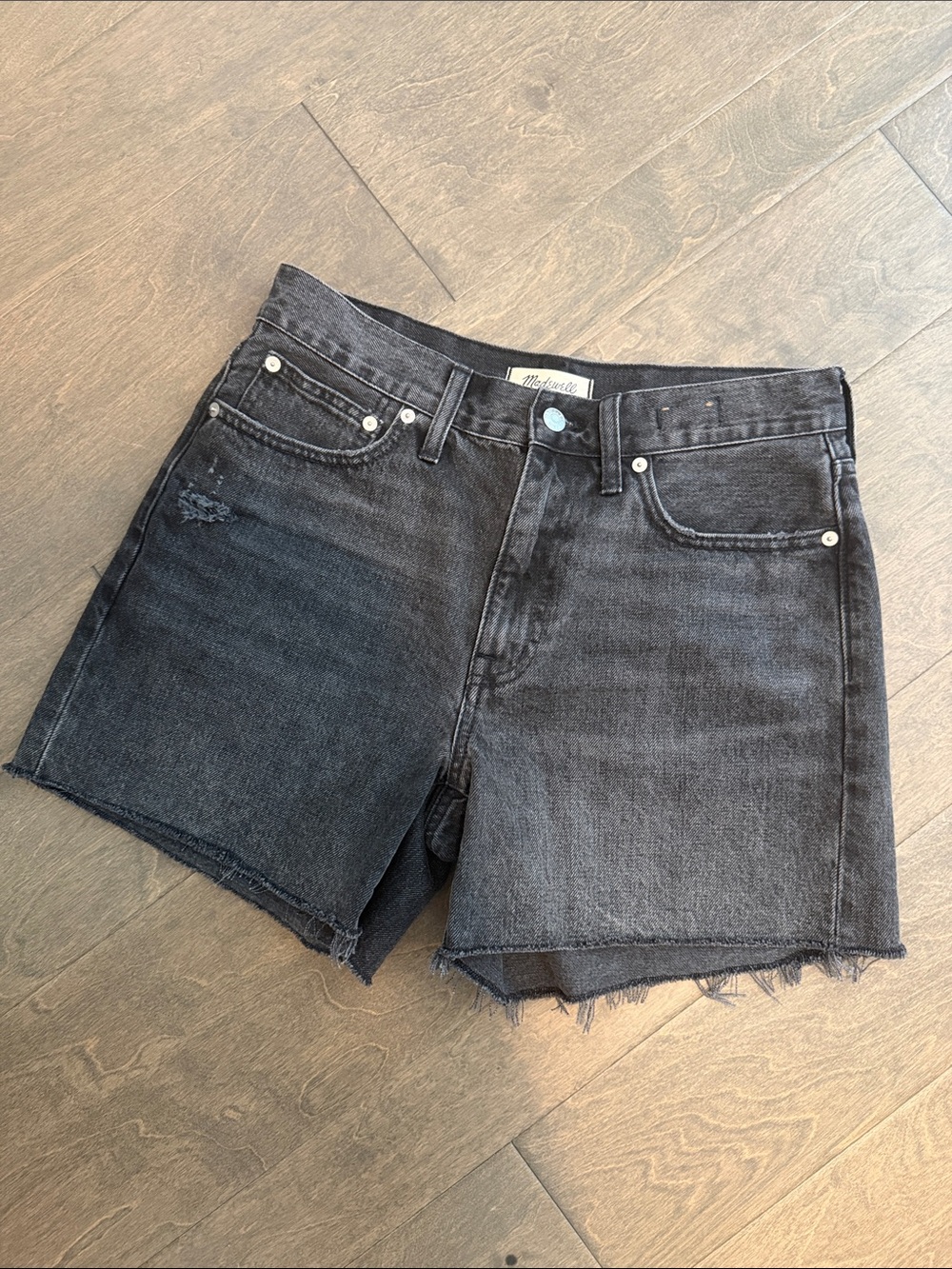 Madewell Washed Black Denim Cutoff Shorts